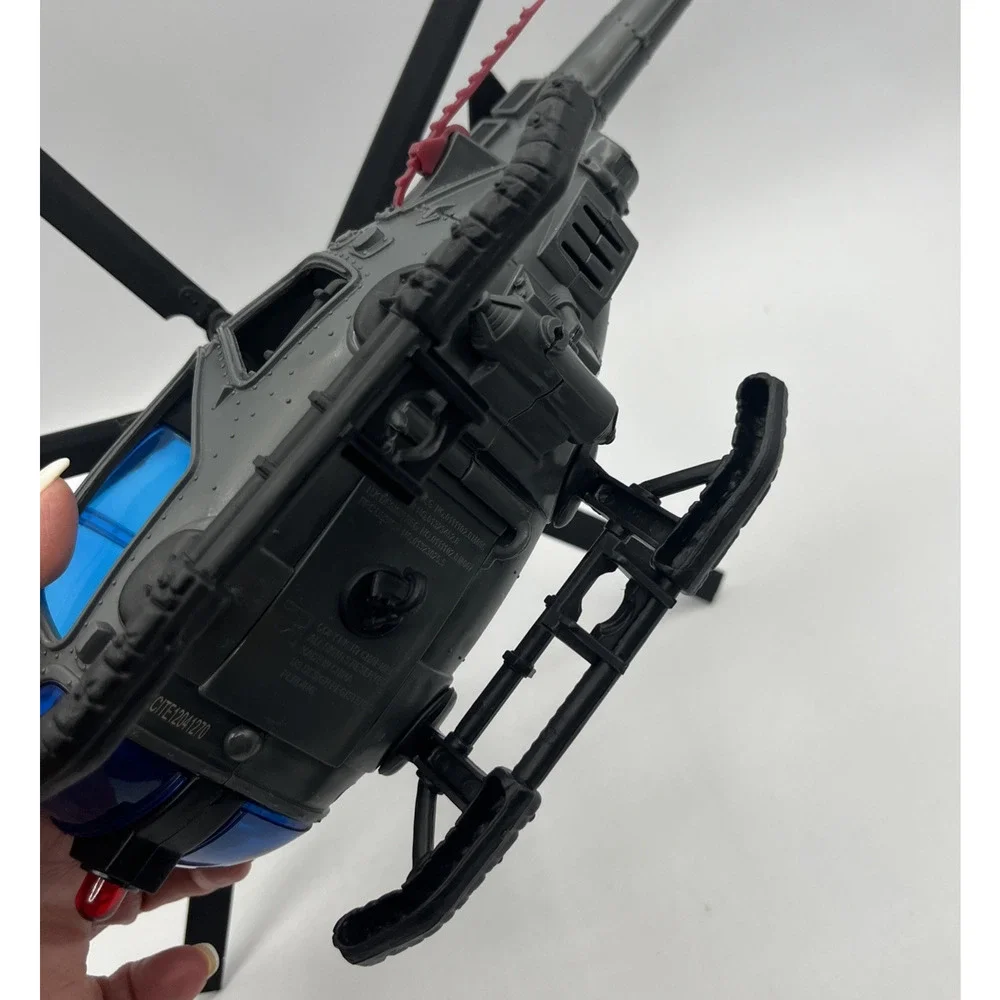 US Army Military Toy Helicopter Gray Blue Black w/ Blue Canopy Adjustable Blades